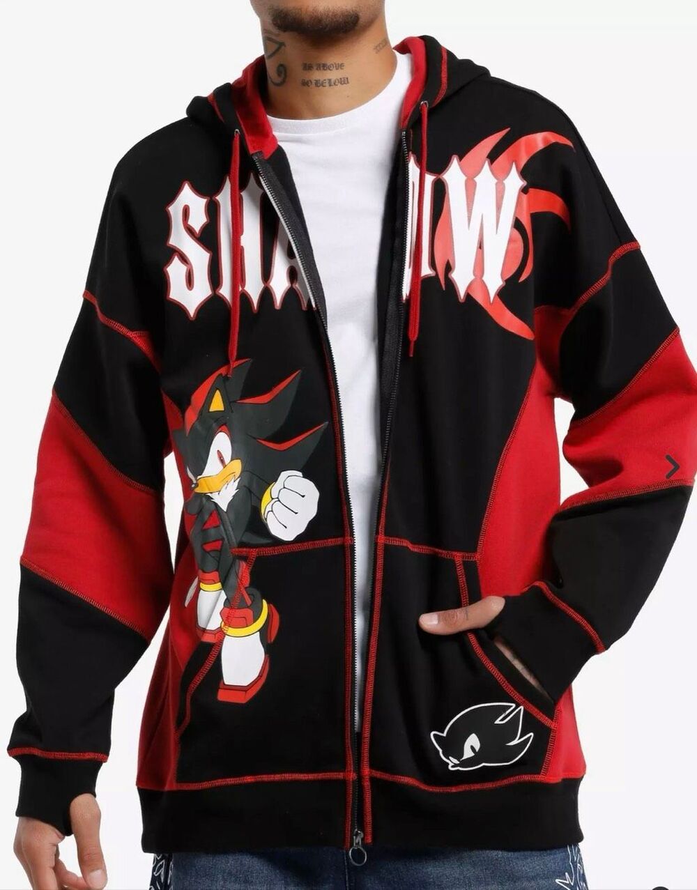 Hot Topic Sonic The Hedgehog Shadow Color-Block Hoodie Size Small